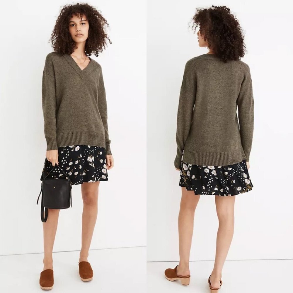 Madewell Donegal Bartlett V-Neck Sweater Cozy Yarn Size XL 2020 Knit Green Boho